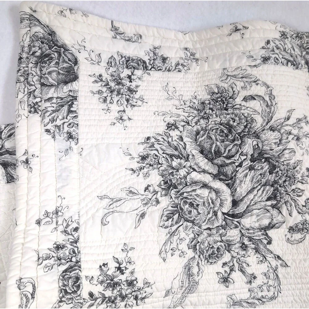 Mélange Home Black White Toile Large Euro Shams Set Of 2 Quilted French Country
